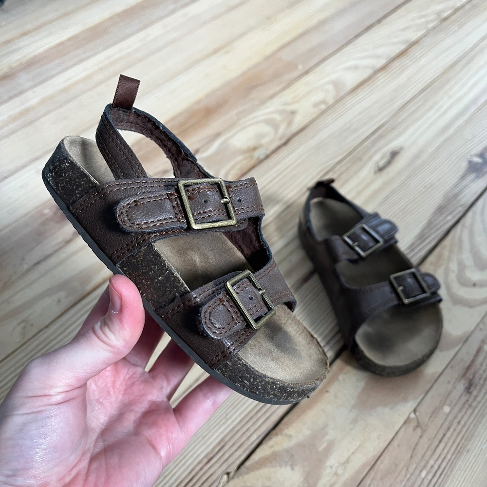 Bruno Toddler Brown Double Strap Buckle Cork Sandals Sz 8M osh kosh hook &‎ loop